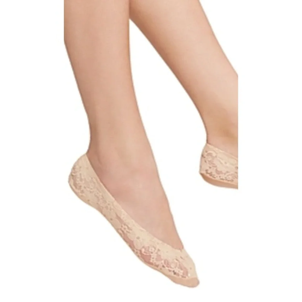 Hue Womens One Size Fits Most Classic Perfect Edge Lace Liner Socks Cream 1854